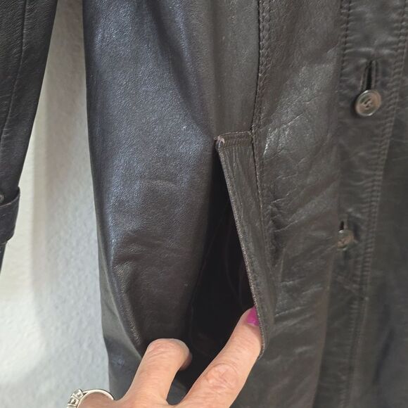 Vintage CR Mates by Domino Leather Trench Coat size 13/14 - Picture 5 of 14
